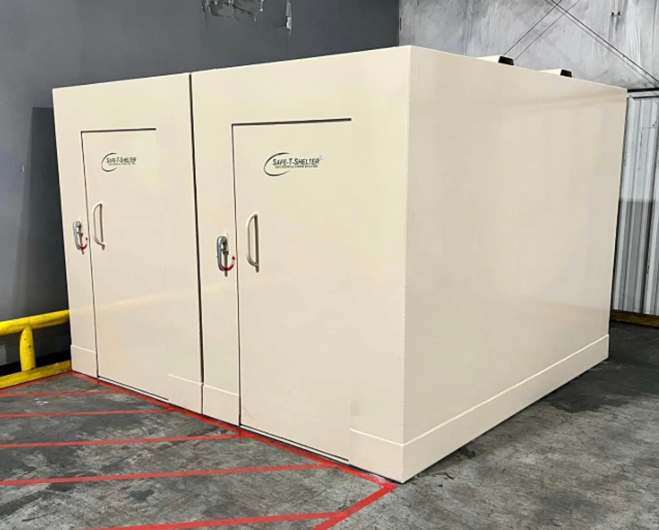 6x8 shelters sitting inside a commercial building